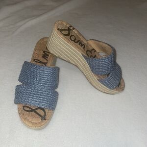Sam Edelman Womens Roxann Woven Rope Wedge Sandal Blue 7.5M